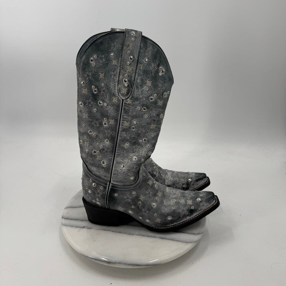 J.B.Dillon Star gray leather Cowgirl boots